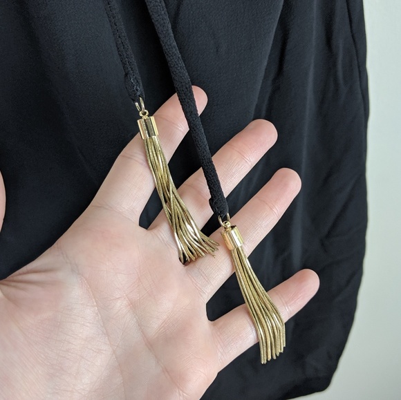 INC | Black Gold Lace Up Dress-H9 - Picture 4 of 5